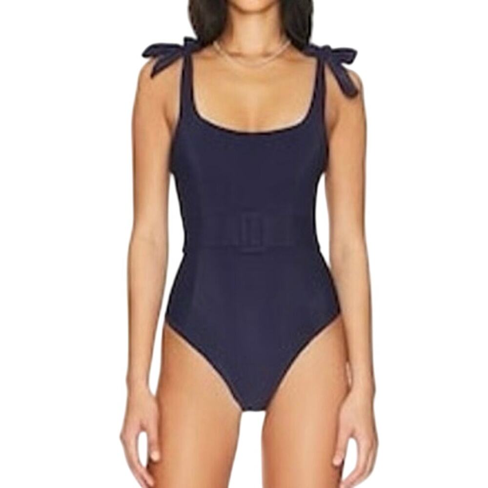 Beach Riot Navy Blue One-Piece Swimsuit with Tie Shoulders - Picture 7 of 12